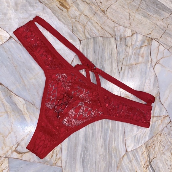VS Sheer Mesh V-String Very Sexy Thong Panty Red Small - Picture 4 of 8